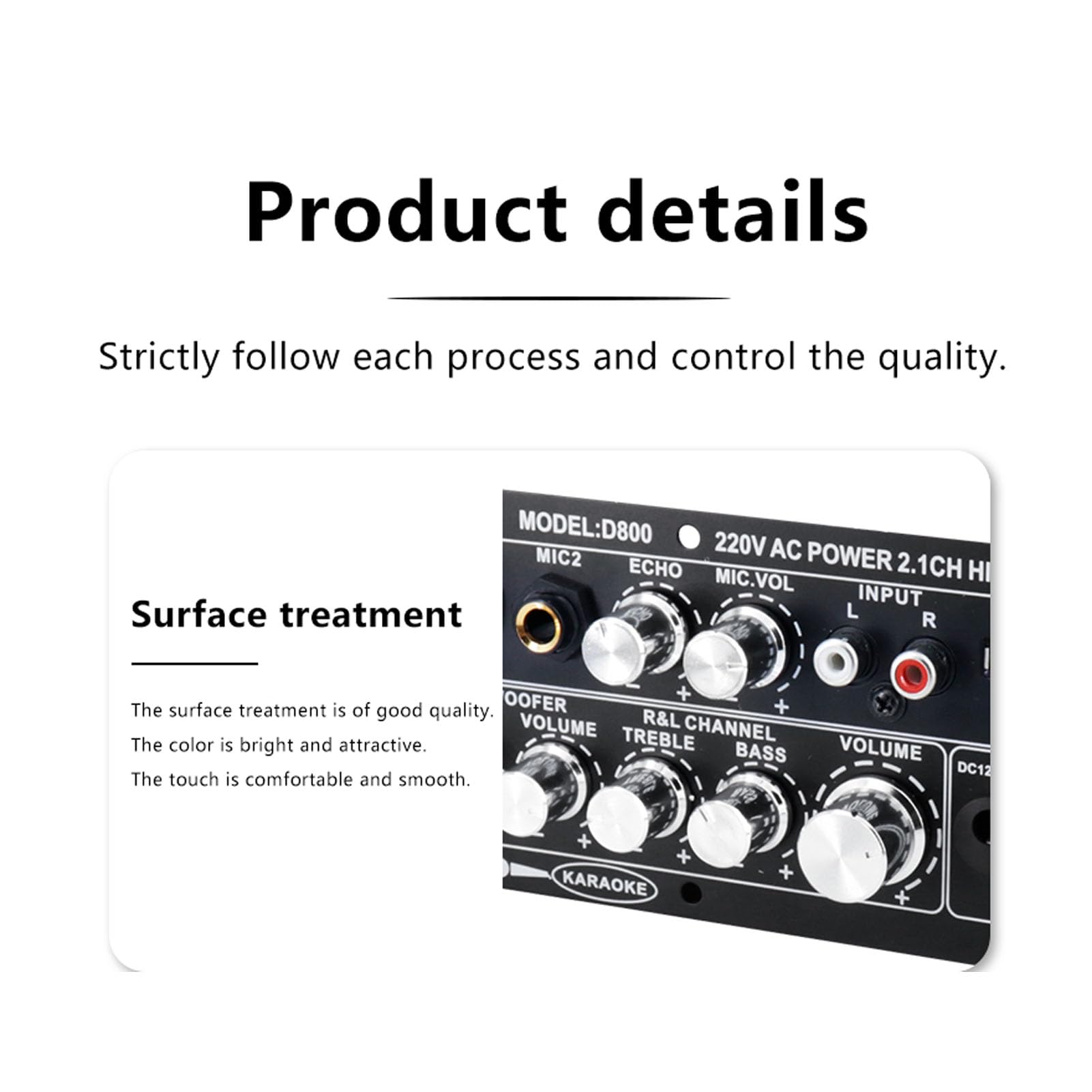 ViaGasaFamido Scheda Amplificatore Bluetooth HiFi a 2.1 con Controllo dei Bassi e degli Acuti per la Configurazione Audio Professionale Lega di Alluminio Resistente 1 unità (Spina europea)