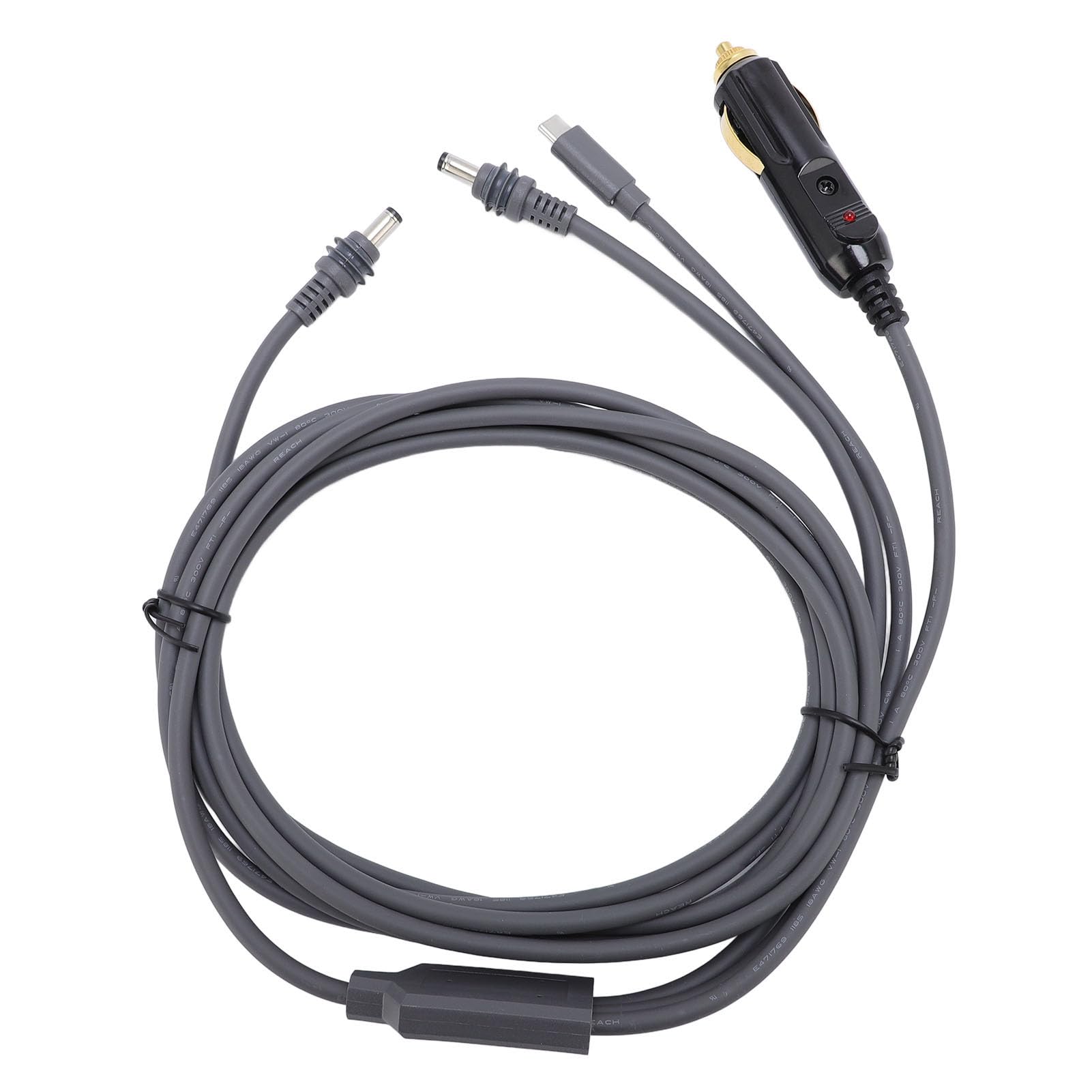 Topiky Kabel Zasilający Prądu Stałego Wygodna ładowarka Samochodowa 12V-24V do Codziennego Użytku Guma Miedź Plastik (#5)