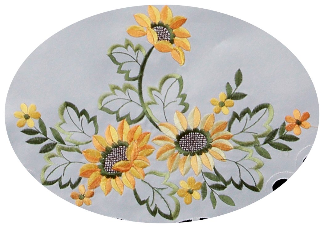 Amazon｜クリエイティブリネンひまわりテーブルクロス刺繍カットワーク