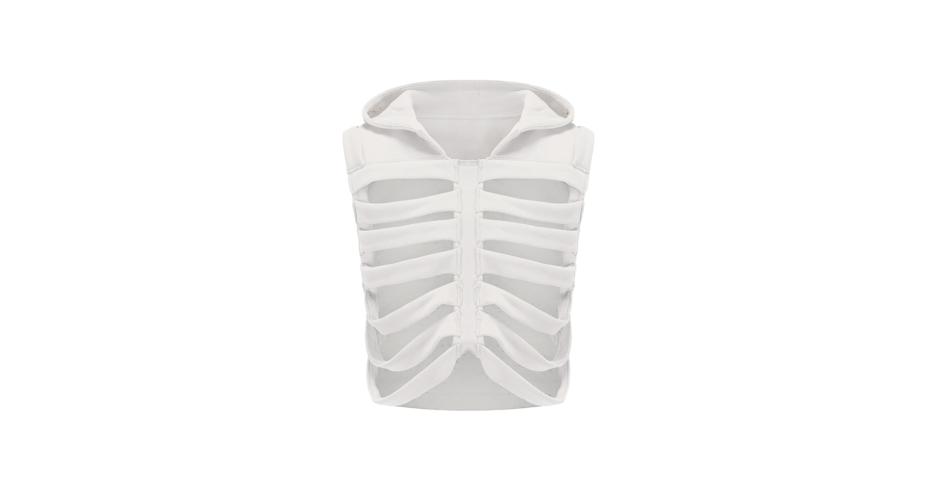 Skeleton Hoodie Vest for Women Men Sleeveless Hooded