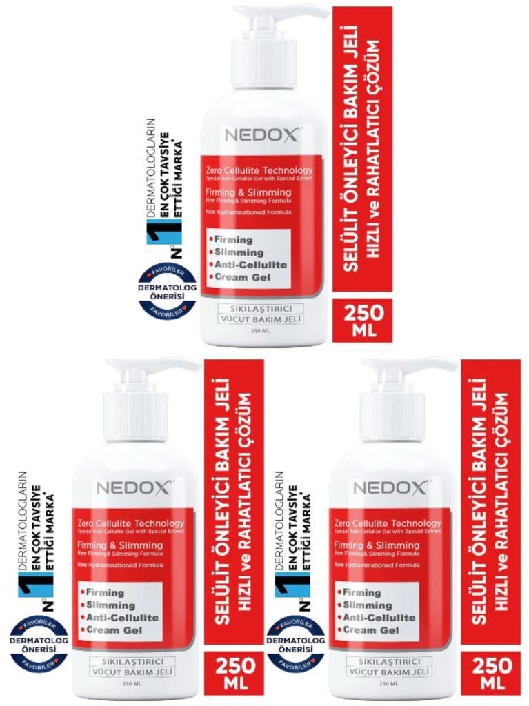 NEDOX 3 Adet Inceltici, Sıkılaştırıcı, Selülit Karşıtı, Vücut Şekillendirici Jel 250 ml
