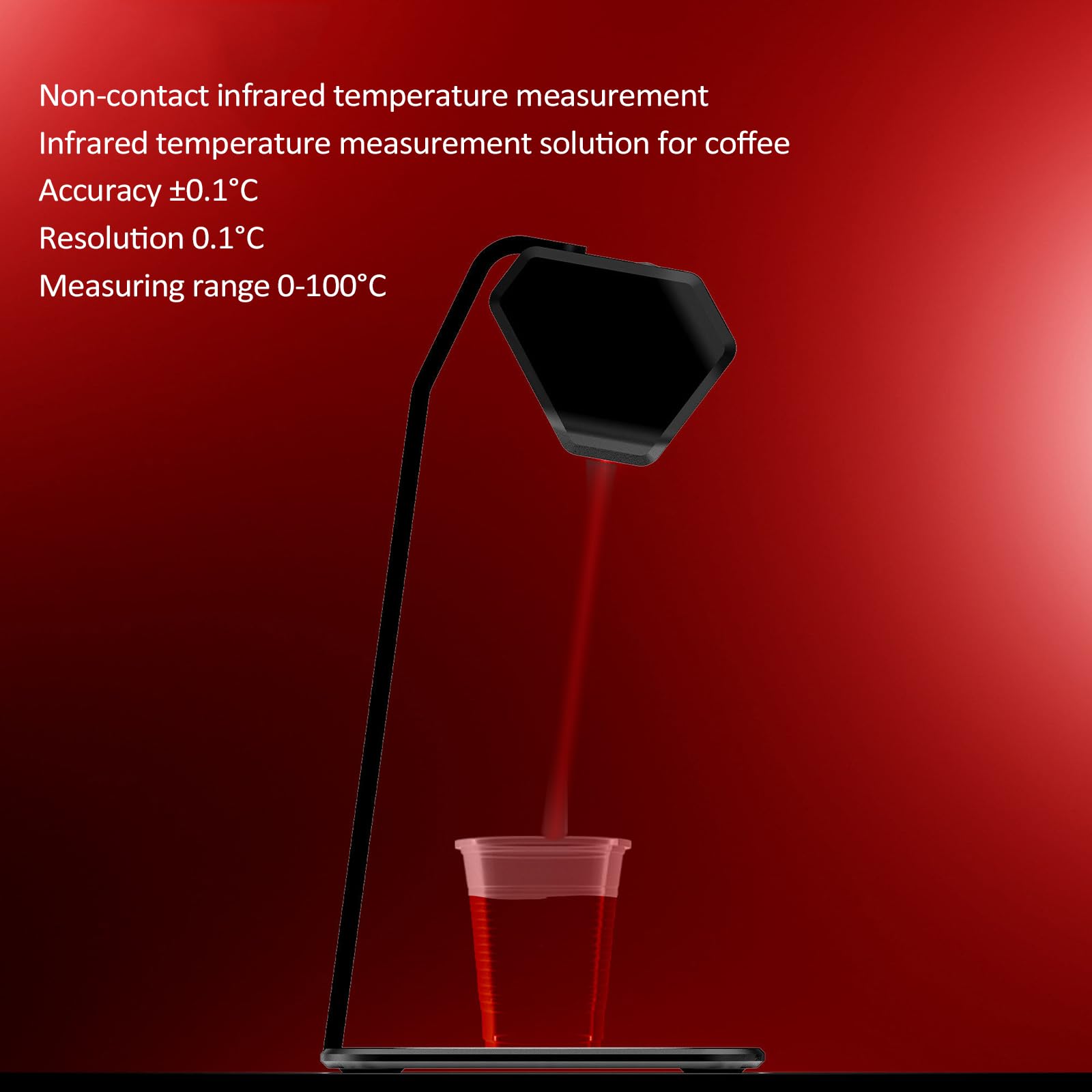 Termómetro Infrarrojo Sin Contacto para Café, Termómetro Magnético para Líquidos con Soporte, Rango De 0 a 100 °C, Precisión De ±0,1 °C, Autocalibración, Selector Bilingüe, para Líquidos