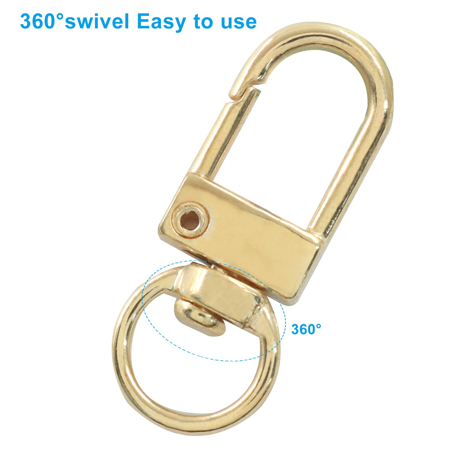 Paquete de 30 cierres de pinza de langosta, cordones giratorios para llavero, fabricación de joyas, conector de bolso, manualidades y accesorios de llavero (dorado)