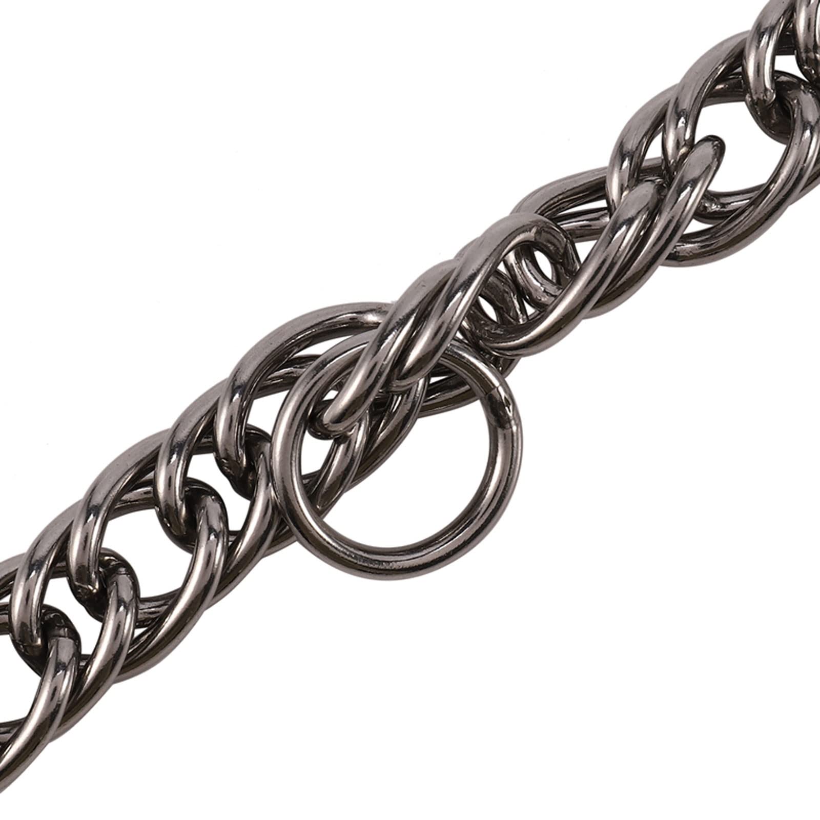 Wygwlg Rodillo de Boca de masticación de Caballo de bajo apalancamiento de Boca de Acero Inoxidable, Boca articulada sólida con Cadena de Gancho Binocular Caballo (Color : Silver, Size : 13.2cm)