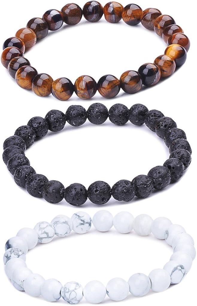 Infinite U Womens Mens Buddha Bracelet 9mm Beads Wrist Mala Energy/Lava Stone Stretch Bracelet, Therapy Yoga Meditation
