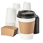 RACETOP [100 pack] Disposable Coffee Cups with Lids 12 oz, Hot Paper Cups with Lids, To Go Cup with Lid