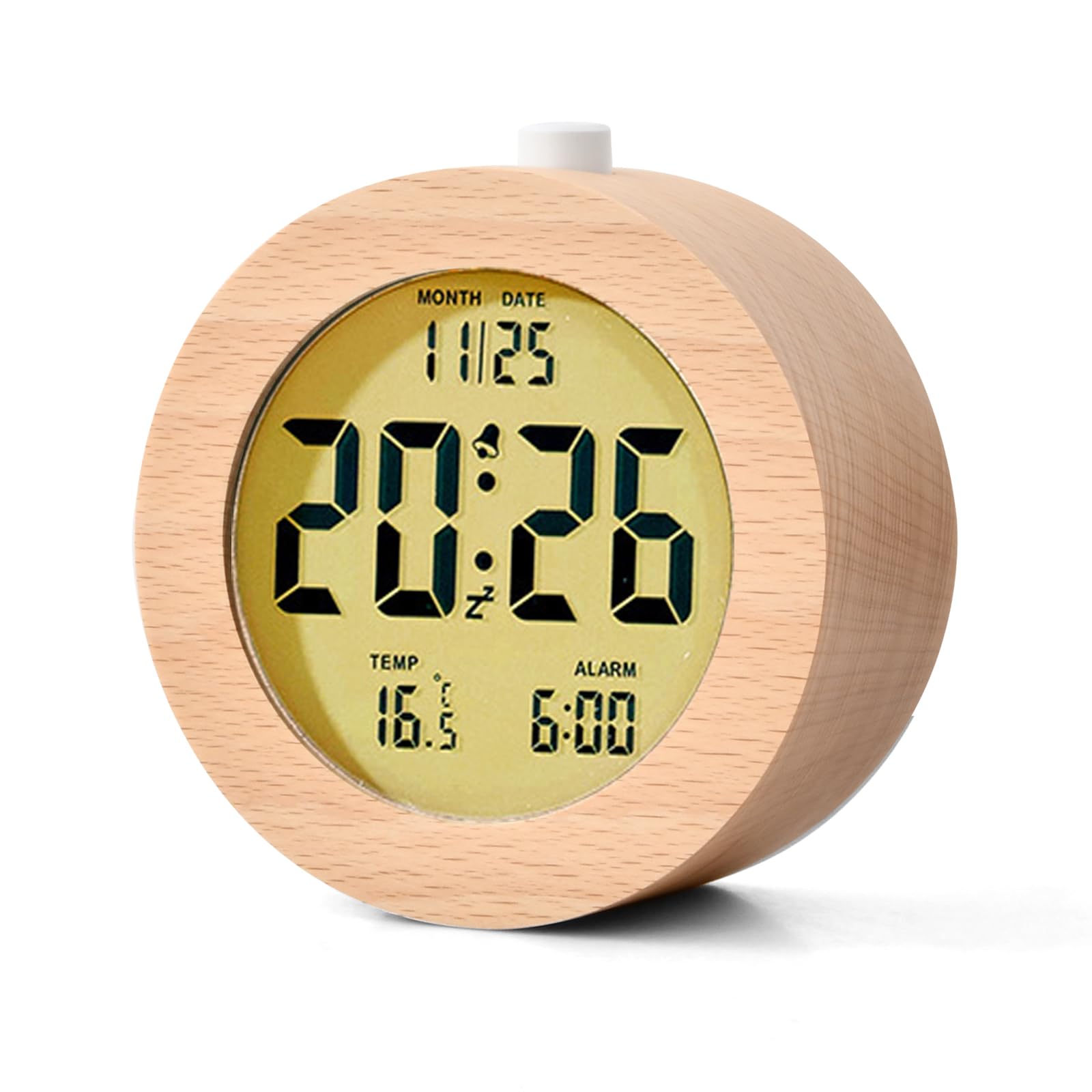 Reloj Despertador Digital de Madera,Despertador Digital con Pantalla LCD,Reloj Mesita de Noche,con Pantalla LED Digital,Calendario,Temperatura y Fecha,para Dormitorio,Oficina,Salón