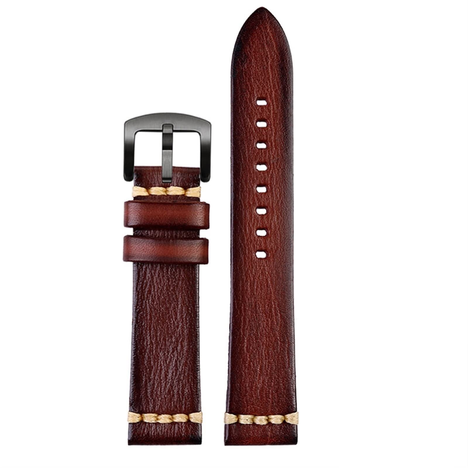JDIME Ręcznie robiony pasek do zegarka z prawdziwej skóry 20/22/24 do zegarka Rolex Citizen Omega Mido Huawei GT Męski Boba Brown Blue Green Grey, Wielobarwna, 24mm