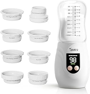 Portable Bottle Warmer for Travel with Glass Bottle, 8 Adapters, Baby Bottle Warmer for Breastmilk On The Go, Double Leak-Proof, Fast Heating, Multi-Level Temperature Control, Automatic Warm-Keeping