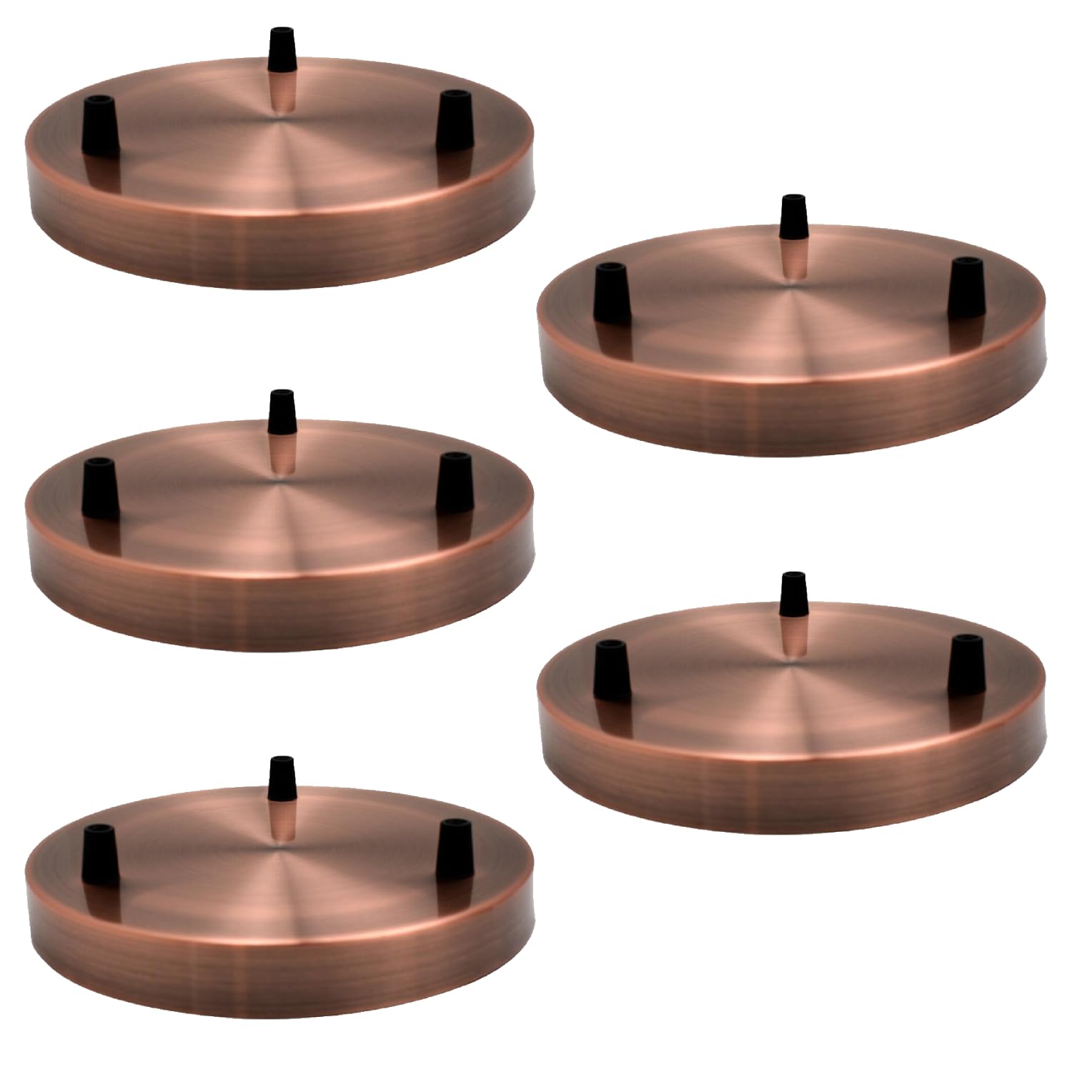 5 Pack Ceiling Rose Copper 20cm Side Fitting With 3 Outlet 25mm Height Brushed Copper Round Metal Ceiling Plate For Multi Pendant Lights Modern Industrial Cluster Lighting Canopy Homes Kitchens
