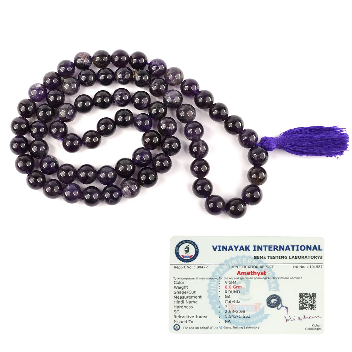 Natural Certified Amethyst Mala Crystal Stone 10 mm Round Bead Jap Mala for Reiki Healing Stone for Unisex (Color : Purple)-image-12