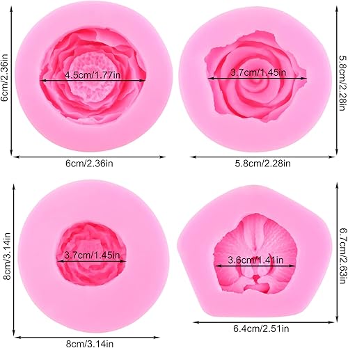 Miniatura 2 de MYPRACS Bloom Juego de 4 moldes de silicona para decoración de tartas azúcar chocolate polimérica arcilla jabón pasta de goma de mascar Bloom
