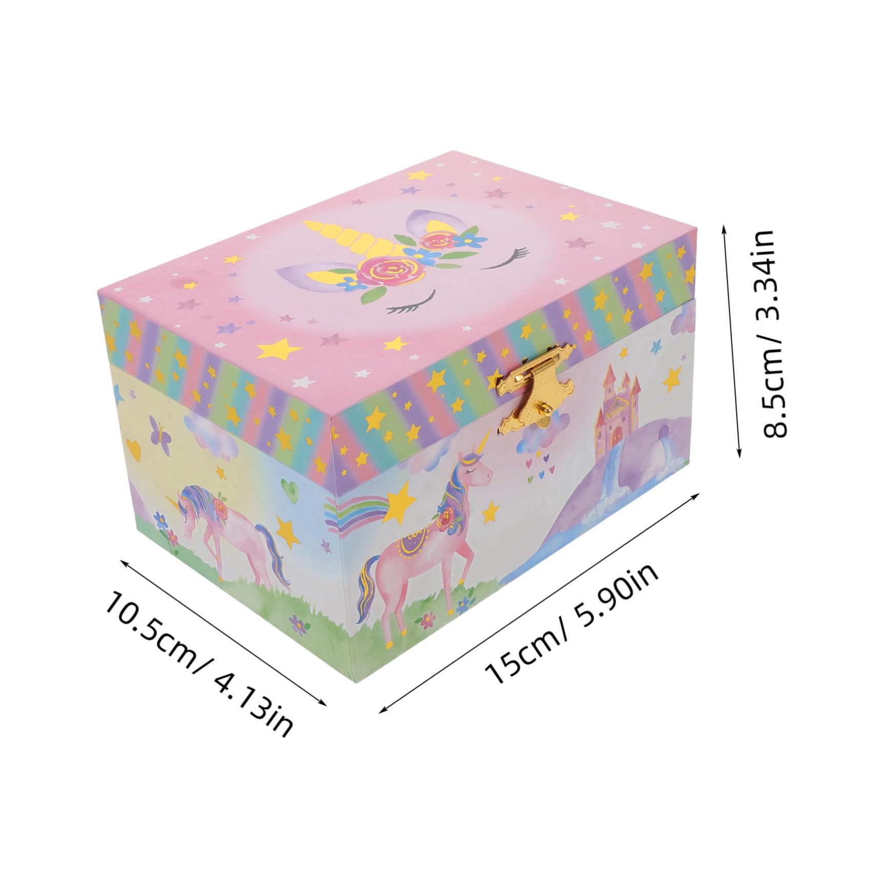SHERCHPRY Caja de Música con Diseño de Unicornio para Niñas, Joyero Musical de Madera Multifuncional con Compartimentos para Cumpleaños y Decoración