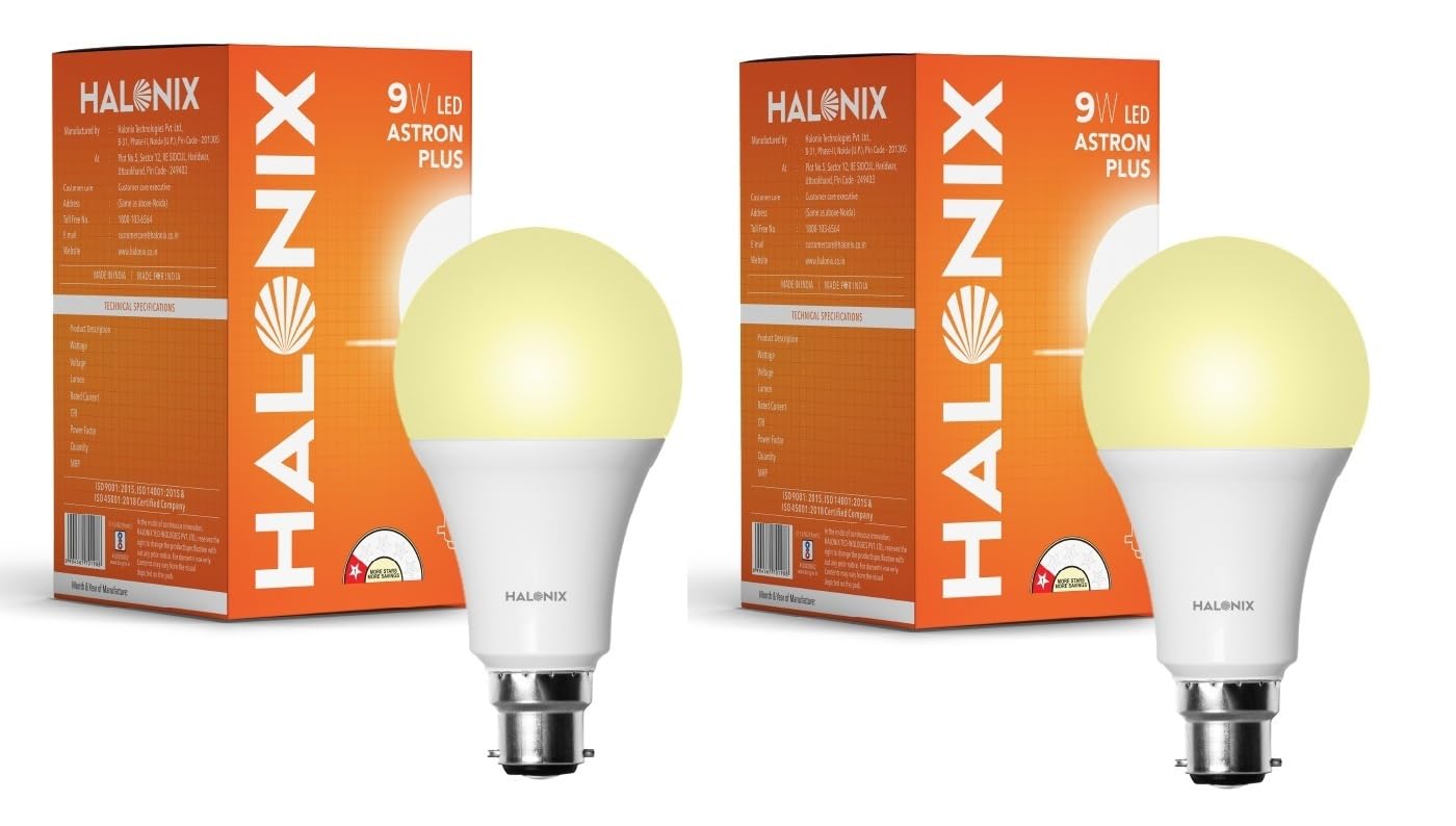 Halonix 9-Watt LED Bulb Astron Plus Base B22 (Yellow) Pack of 2-image-41