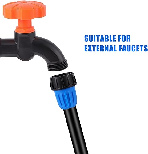 Miniatura 5 de Juego de 24 accesorios de riego por goteo, conectores de púas con bloqueo azul para tubos de 12 pulgada y 0.630 in (diámetro exterior de 0.620