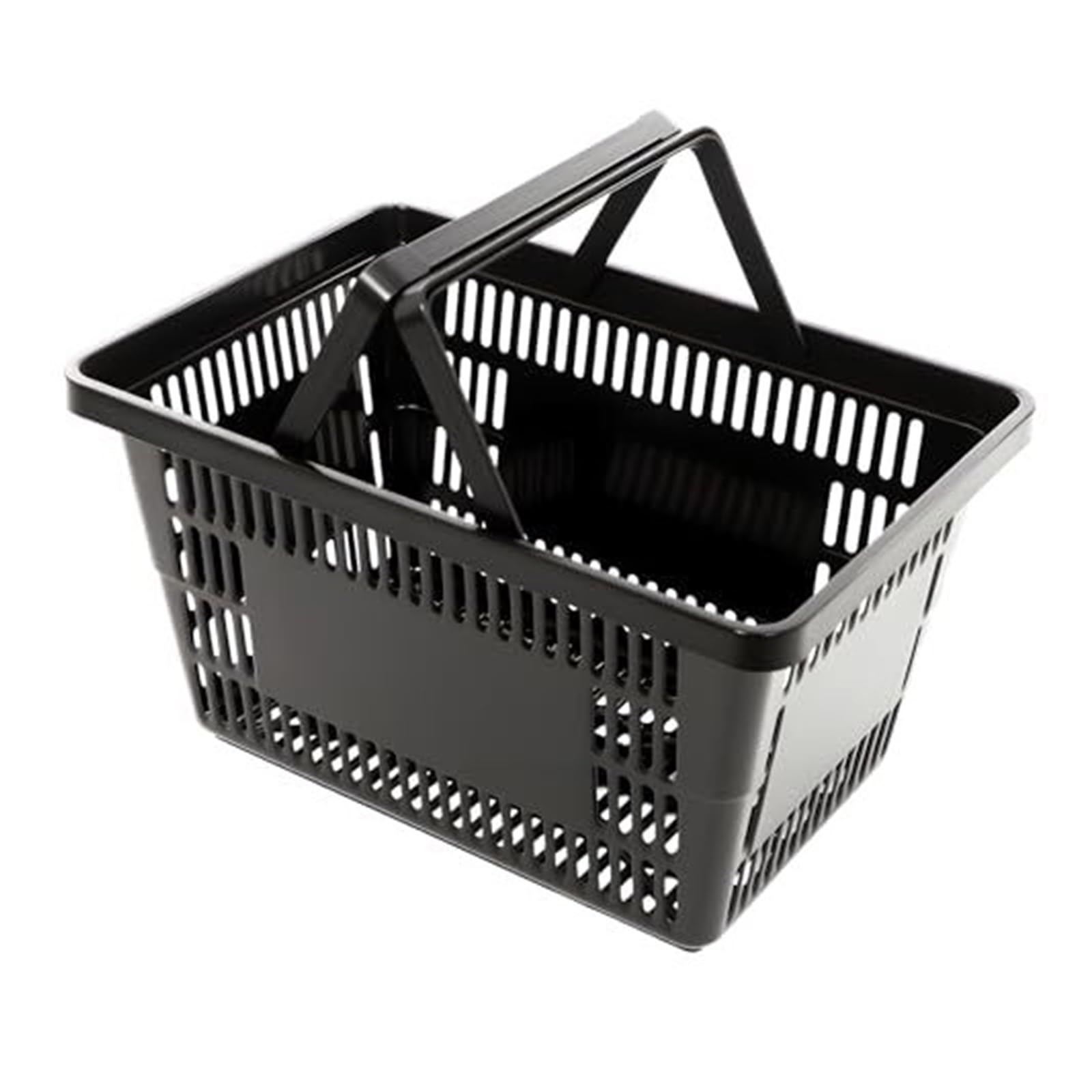 Cesti per la spesa impilabili, confezione da 12 contenitori in plastica resistente con manici per generi alimentari, frutta, verdura, organizzazione domestica, 28 l, 48 x 26 x 33 cm