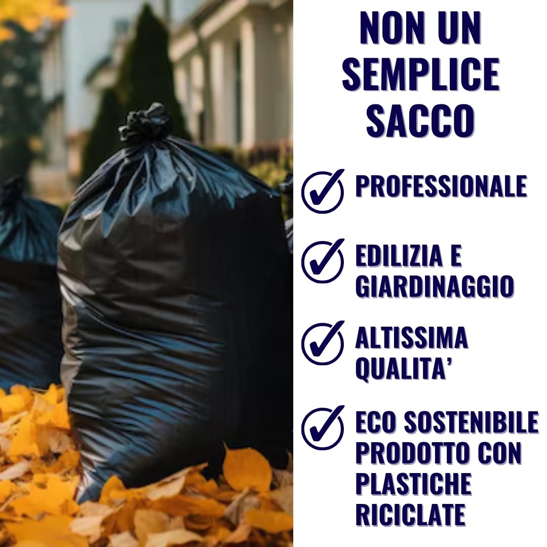 MAYA 30 Sacchi Neri Grandi Resistenti 85x110 cm, 150 Litri, Sacchi Spazzatura per Secchio e Pattumiera, Ideali per Bidoni Spazzatura Condominiali per Giardinaggio e Macerie