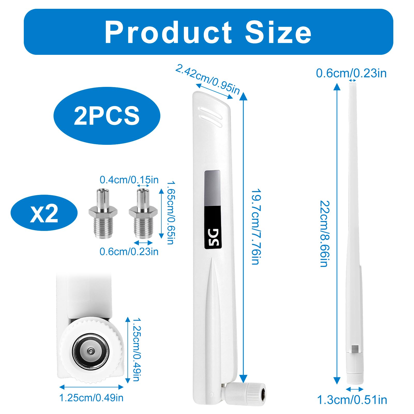 Antena 5G LTE Omni-Directional Antenna, 18DBI Amplificador de Señal WiFi Alta Ganancia, 600-6000MHz para Routers Inalámbricos,PCI,Monitores de Cámara,Extensores