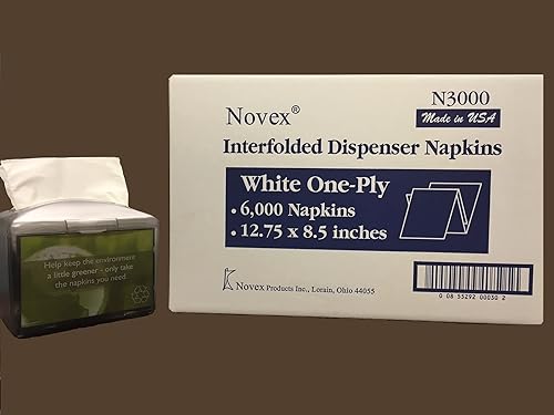 Servilletas dispensadoras entrelazadas, de una sola capa, blancas, 12.88 x 8.5 pulgadas abiertas, 6.5 x 4.25 pulgadas plegadas, 12 paquetes de 500