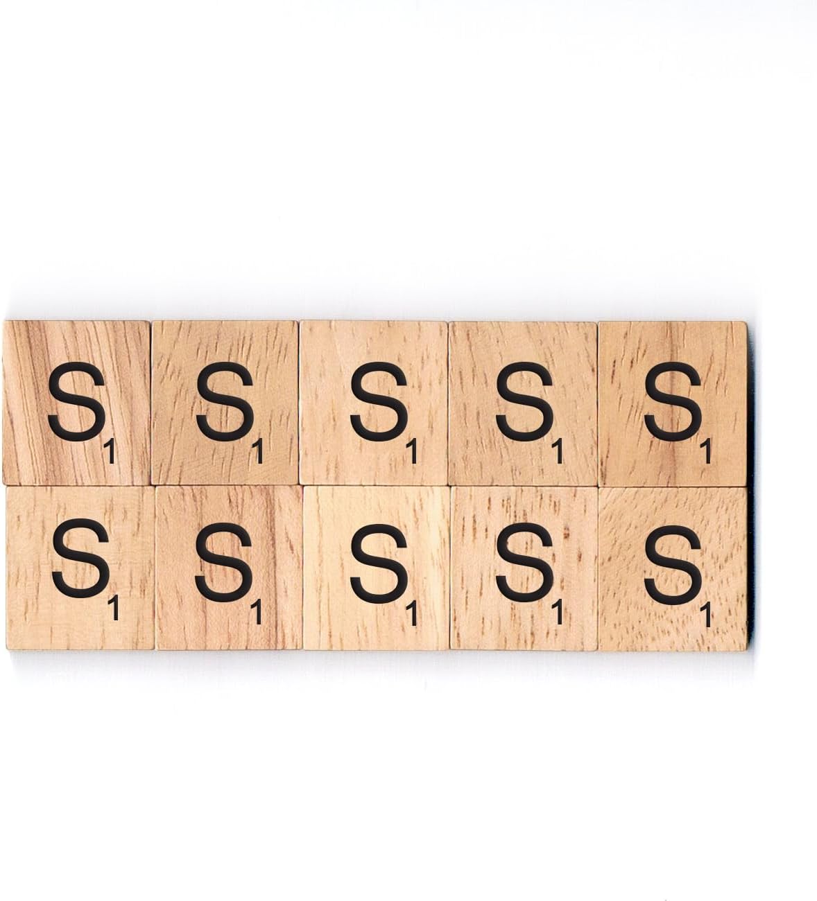 Wooden Letter S, Choose Your own Craft Tiles with Alphabets and Numbers, Individual Pieces for Scrapbooking, Personalised Gifts and Wedding Signs (10 Pieces)