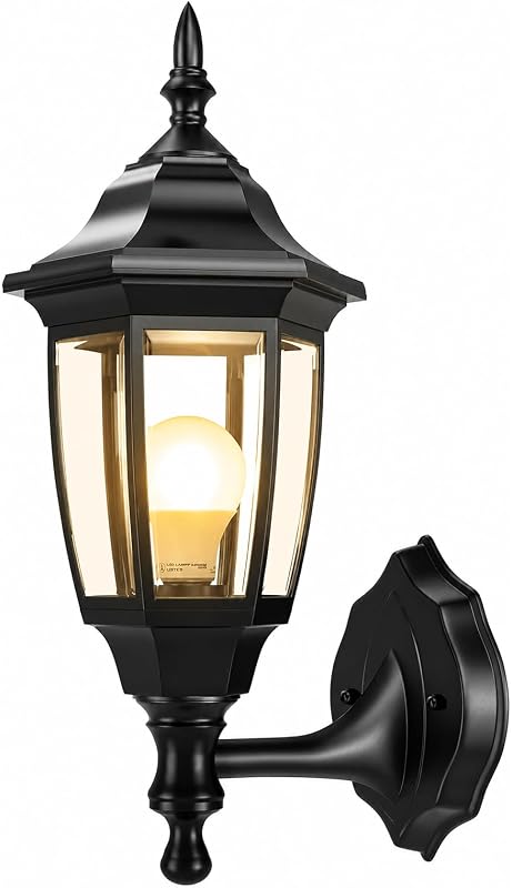 EMART Plastic Outdoor Wall Light Fixtures, Porch Sconces(1 Pack, Black) | Include Bulbs, Waterproof and Anti-Corrosion, Wall Mount for Outside, Garage, Front Door, House, Patio