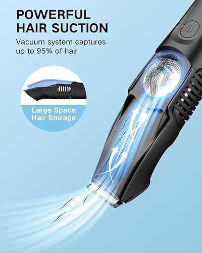 Miniatura 9 de ASAHINA Recortadora de pelo corporal para hombres, recortadora eléctrica de succión de cabello, cortadora de pelo impermeable, uso húmedoseco,
