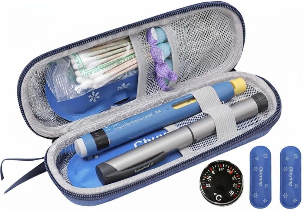 NEXUS Borsa Termica per Insulina da Viaggio con Termometro, Rigida | Termometro Meccanico Senza Batteria, 2 Ghiacci Riutilizzabili, Tessuto Oxford e Alluminio, Antiurto, per Penne e Siringhe.