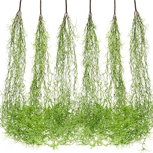 Waydress Artificial Vines Moss Faux Greenery Moss For Potted Plants Realistic Spanish Moss Hanging Plants Artificial Decor Fake Moss (Classic Style,6 Pieces) #TOP4