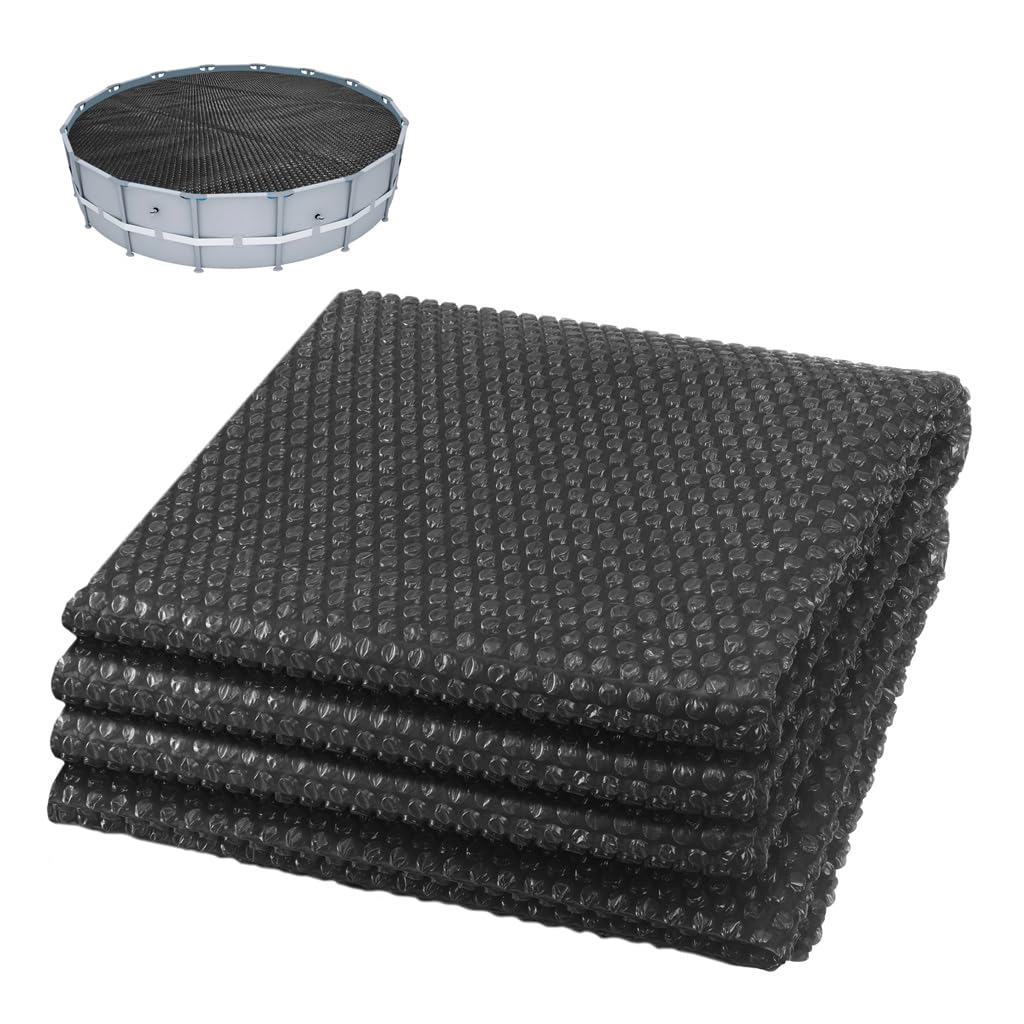 VOUNOT Pool Solarabdeckplane Rund Ø 366 cm, Stärke 120 µm, Solarfolie Zuschneidbar, Schwarz