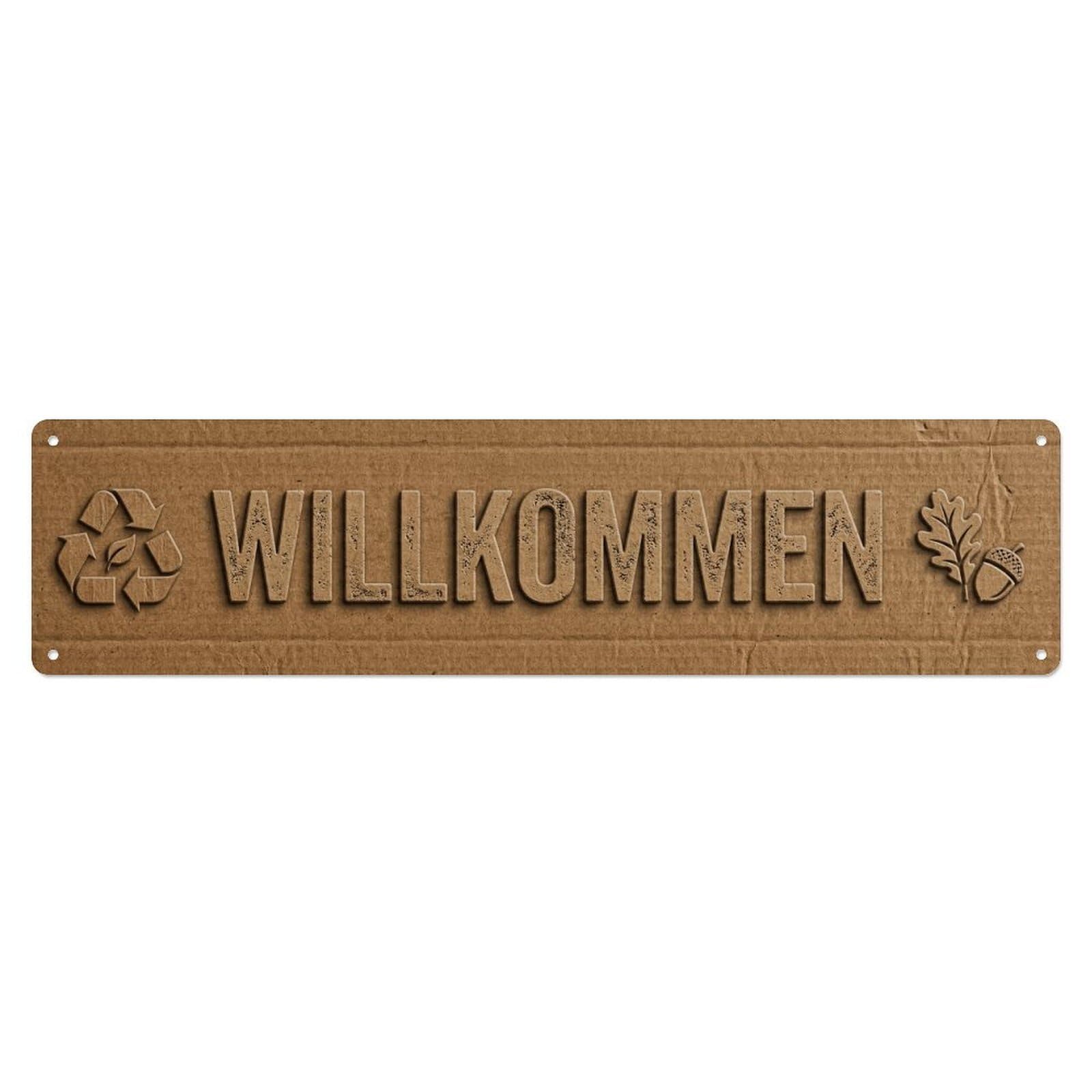 Recycled Cardboard Eco Texture Welcome Metal Tin Sign