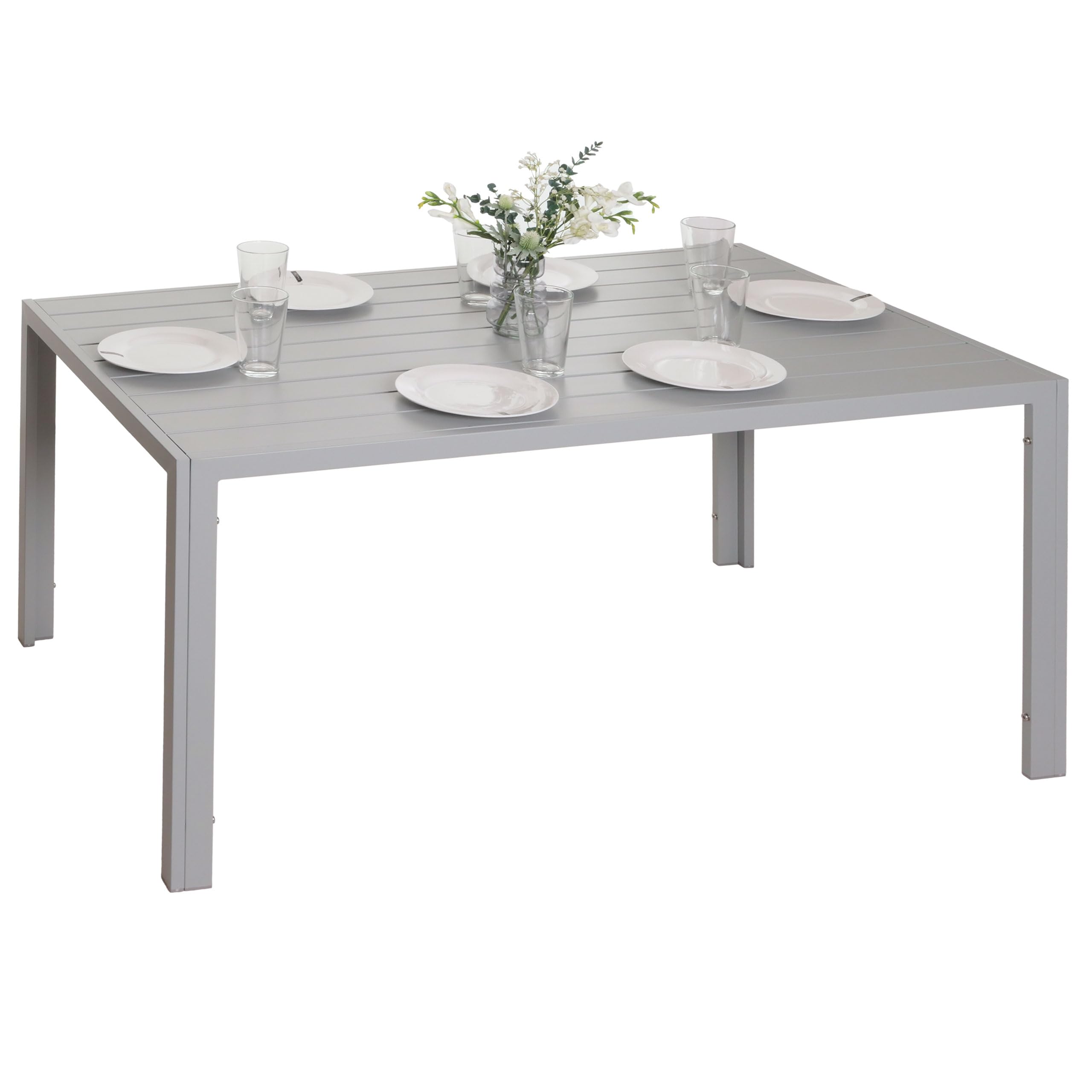 Table De Jardin En Aluminium Anthracite 140x80 Cm - Résistante Aux Intempéries, Pieds Larges