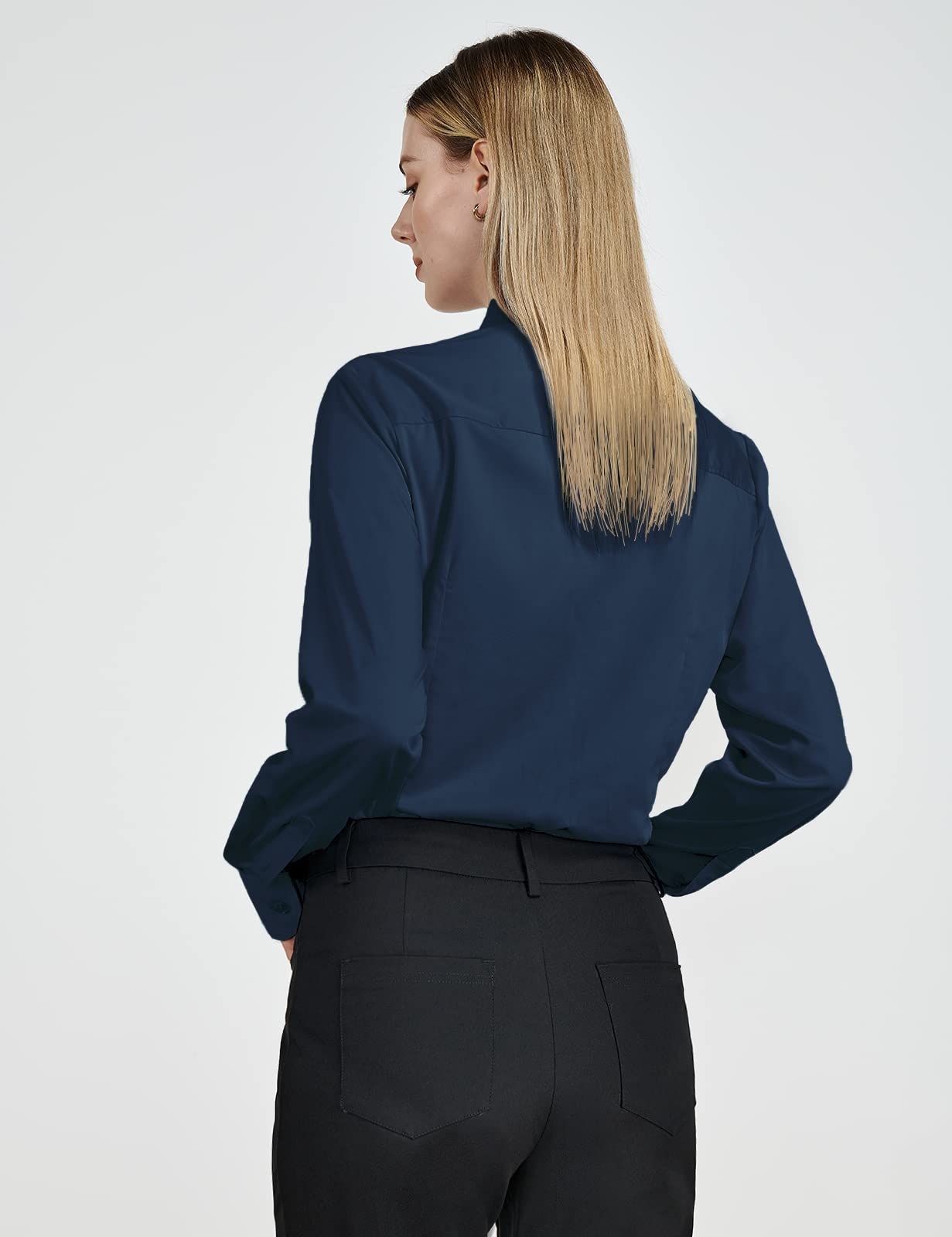 Tapata de las Mujeres Blusa Body con Botones, de una Sola Pieza, de Manga Larga, Camisa de Trabajo de Oficina sólido, Tops Casuales