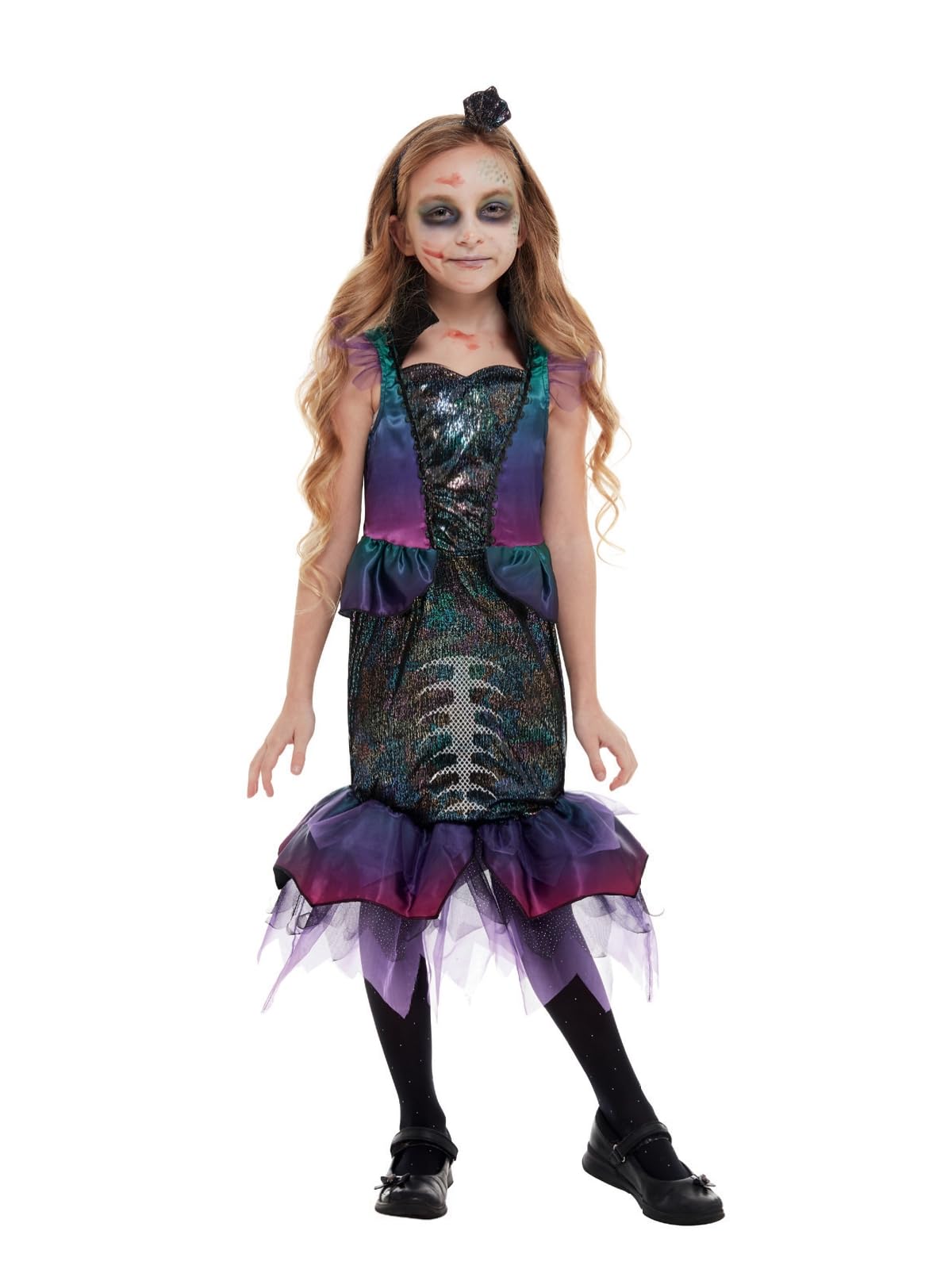 Smiffys Dark Mermaid Costume, Purple with Dress & Headband, Halloween Child Fancy Dress, Mermaid Dress Up Costumes
