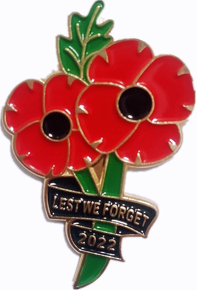 Red Poppy Badges and Pins 2022 Lest We Remembrance Day British