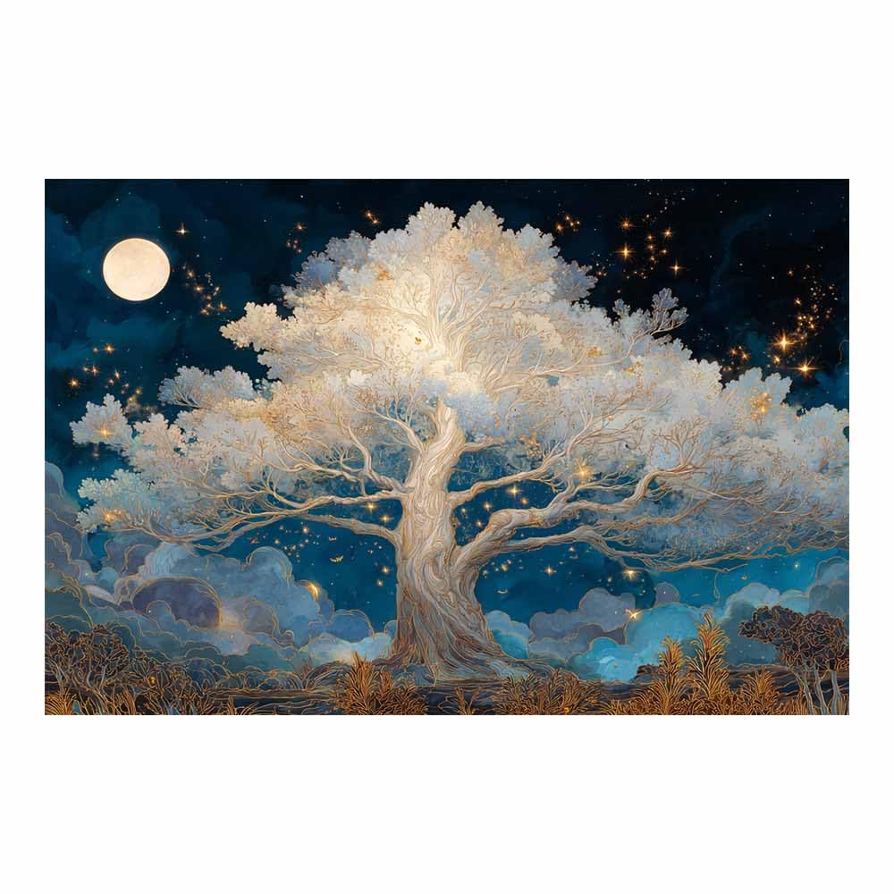 HOQIU Tree Wall Art Cosmicse e Rainbow Tree artwork, home canvas prints, for Bathroom Living Room Bedroom(Multicolor)-60x80cm Unframed