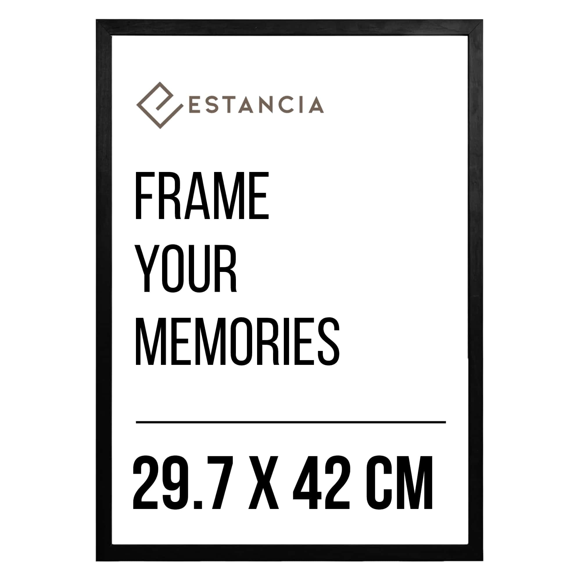 Estancia Black Pine Wood Photo Frame 29.7X42 Cm (A3) With Shatterproof Acrylic Glass | Modern 29.7 X 42 Cm Wooden Picture Frame