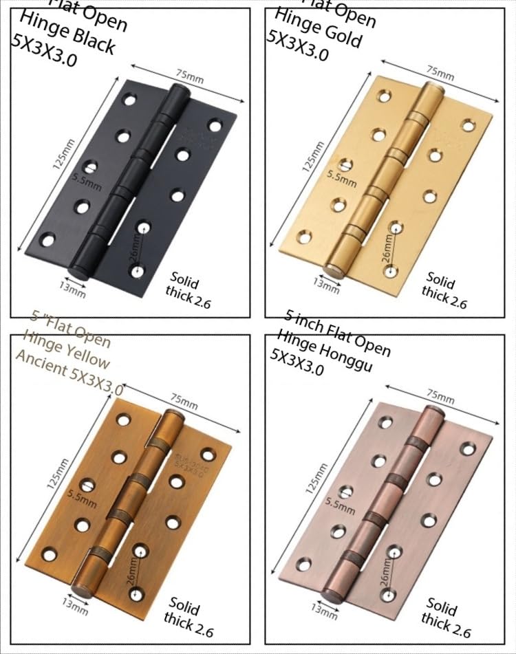Bisagras de puerta de acero inoxidable resistentes con rodamientos de bolas, paquete de 2 bisagras de esquina cuadradas para puertas de madera de interior/exterior, incluye accesorios de instalación