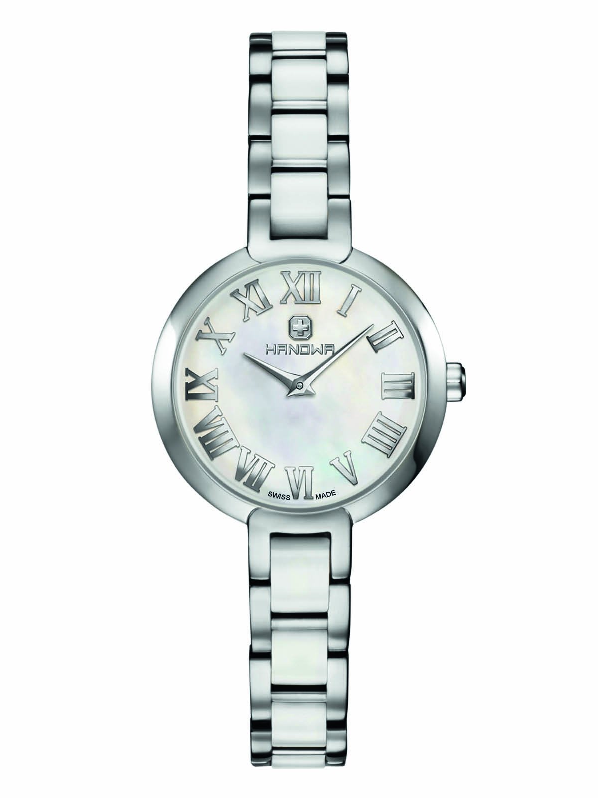 Hanowa Orologio da donna Swiss Made in acciaio inox ceramica acciaio bianco 16-7057.04.001, Bracciale