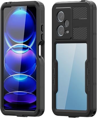 for Xiaomi Redmi Note 12 Pro IP68 Waterproof Case Full-Body Sealed Slim Snowproof Shockproof Dustproof Underwater Outdoor Transparent Cover w/Hand Strap