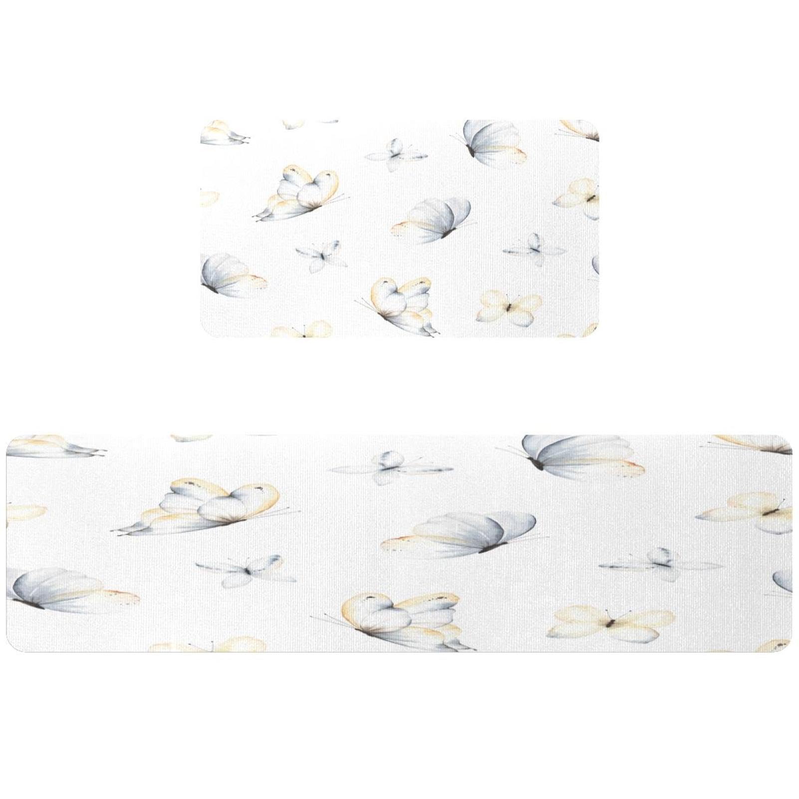 Tapis de cuisine antidérapants pour éviter les glissades avec motif papillons