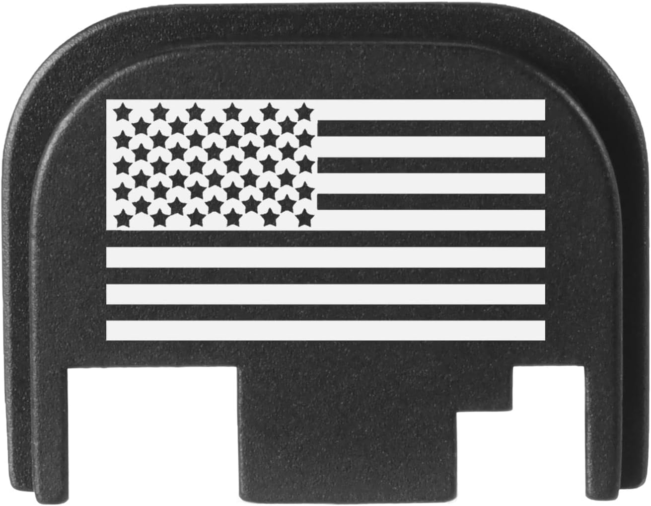 NDZ Performance Rear Slide Cover Back Plate for Glock Gen 1-4 Laser Engraved Hardcoat Anodized Aluminum in Black - US Flag Inverse Alternate