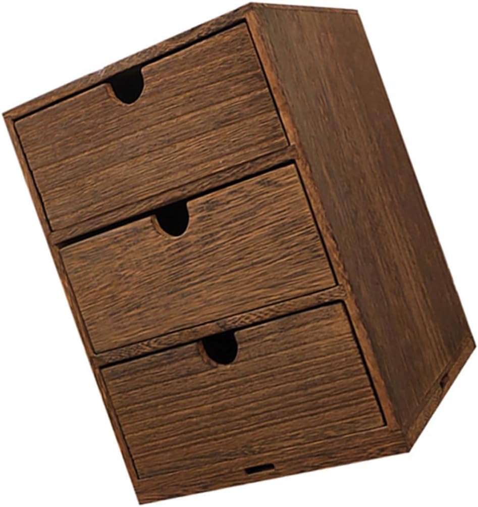 Wooden Multi-layer Storage Drawer Box with Removable Desktop Sundry Organizer for Office and Home Brown Wood Material Compact and Practical Design