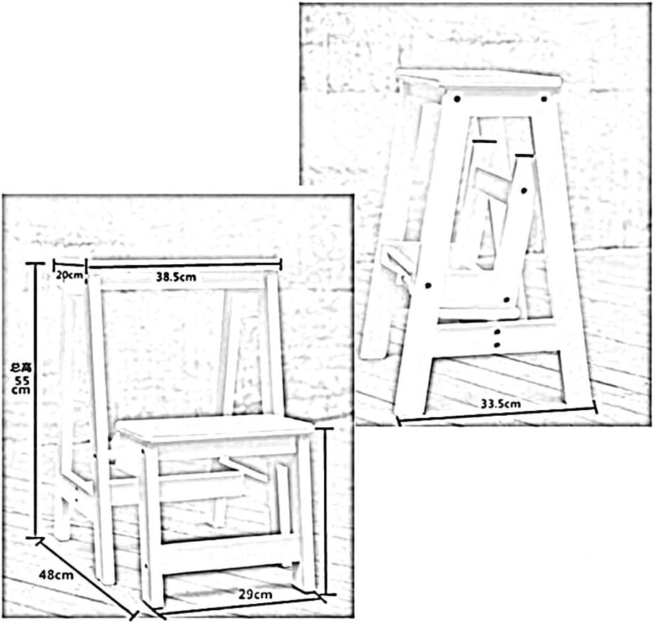 Foldable Solid Wood Step Stool & Ladder Chair - Multifunctional Foot Stool for Kitchen, Garage, Library - 4 Colors Available - 29x48x55CM (White)