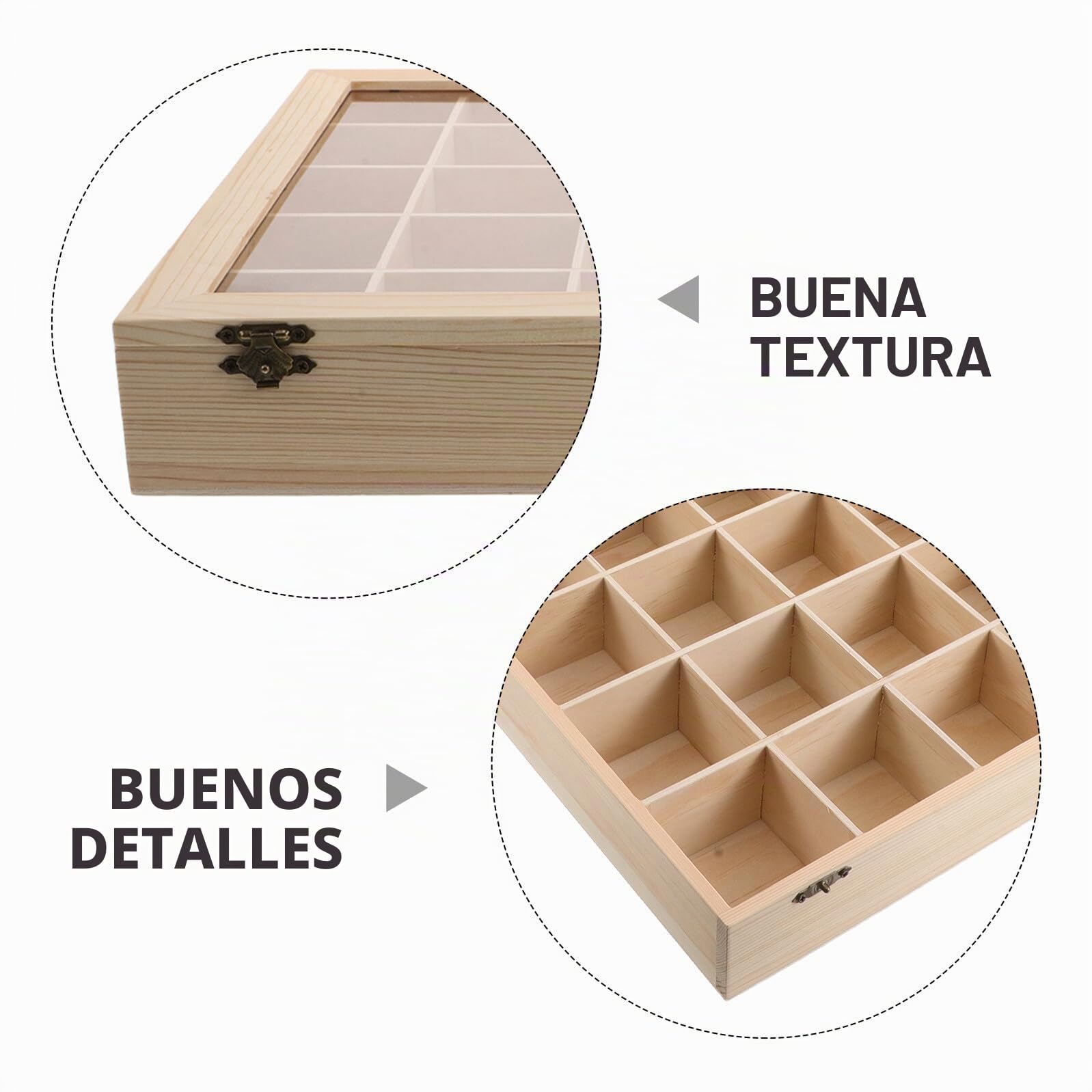 Caja Minerales de Madera para Exhibición de Rocas y Piedras, 30 Compartimentos, Estilo Clásico, Almacenamiento Protector para Colección y Hogar