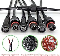 Vista 5 de Conector impermeable de 2 cables, conector LED macho hembra de 16 AWG de 2 pines con cable de extensión IP65, 7.9 in para automóvil, tira de luces