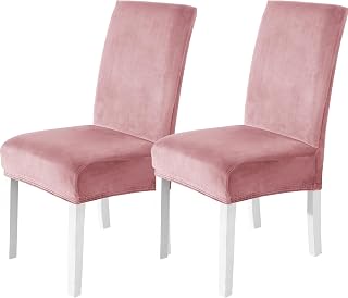 Stuhlhussen Samt 2er Set, Stretch Stuhlüberzieher, Stuhlbezug Schwingstuhl, Hussen Für Stühle Hochlehner, Stuhlbezüge Kratzfest, Universal Chair Cover Waschbarer, Rosa