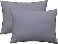 Vista 1 de iMaylex Funda de almohada suave 100% algodón egipcio con cremallera, acogedora y ligera, juego de 2, gris oscuro, Queen, 20 x 30 pulgadas