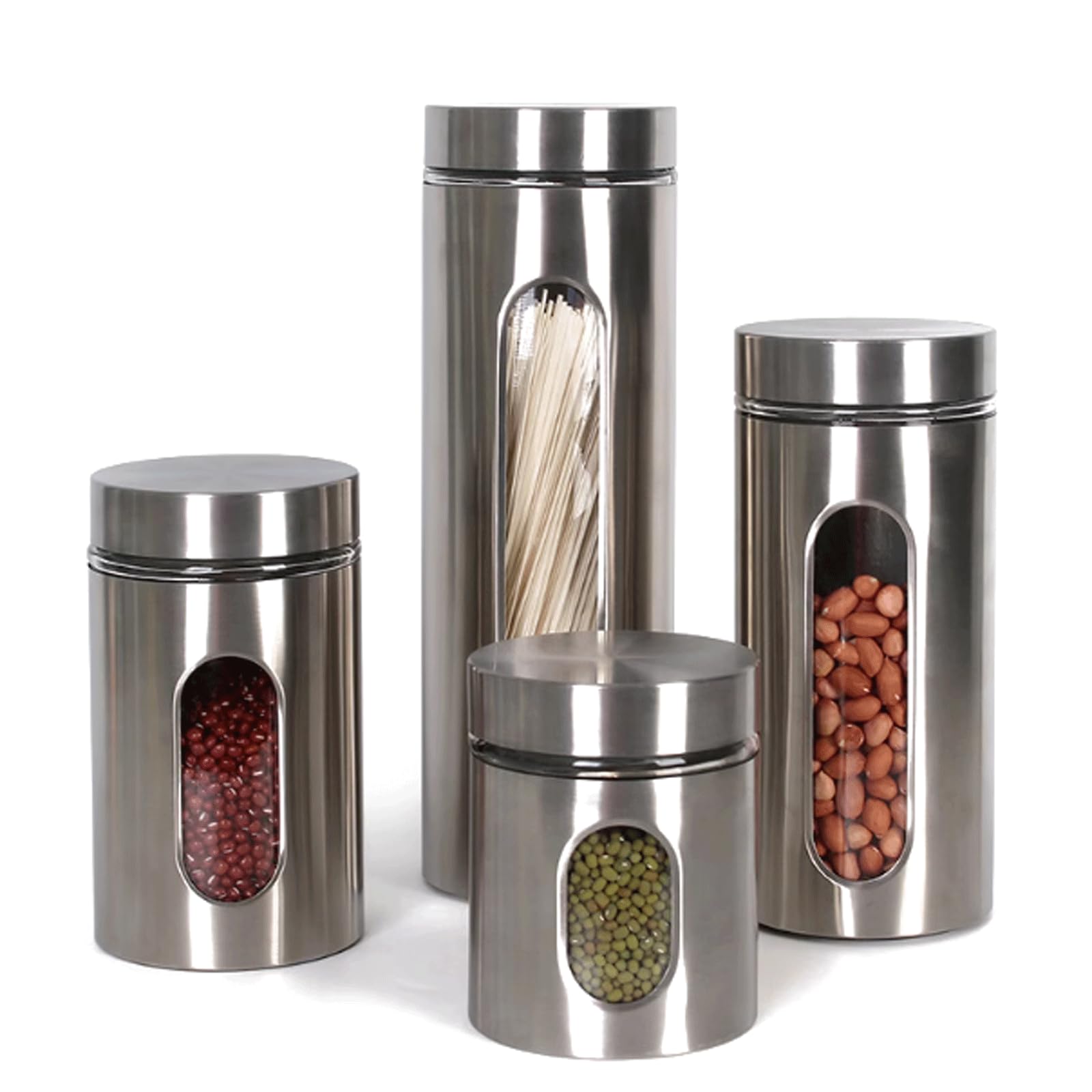 4 Stück robuster Vorratstank aus Edelstahl für Kaffeebohnen, luftdichter Vorratstank für die Küche, Keksdose, Trockenwarenbehälter Dosen-Sets