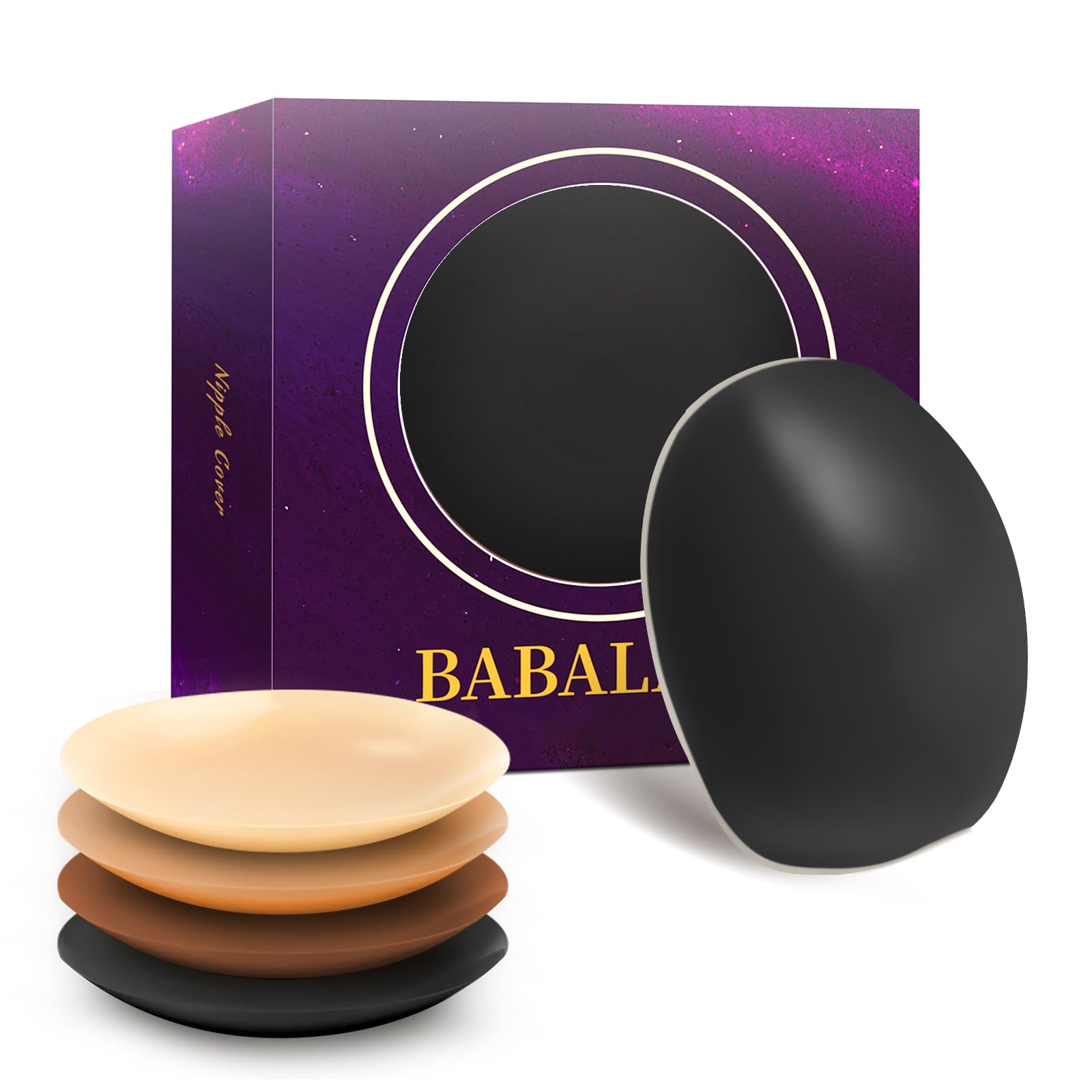 BABALARYNipple Covers Pasties Silicone Nipple Covers Reuseable Nipple Covers No Show Breast Petals Bras for Backless Dress