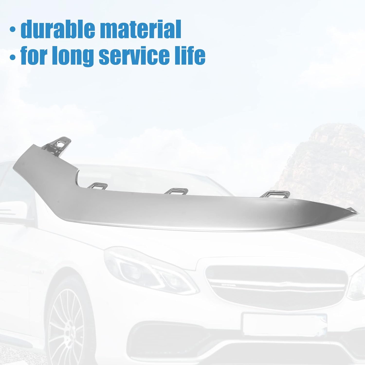 X AUTOHAUX 1pcs Front Left Side Car Chrome Plated Front Bumper Trim A2128852774 for Mercedes Benz E-Class W212 E250 E350 E400 E500 E550 2014-2016